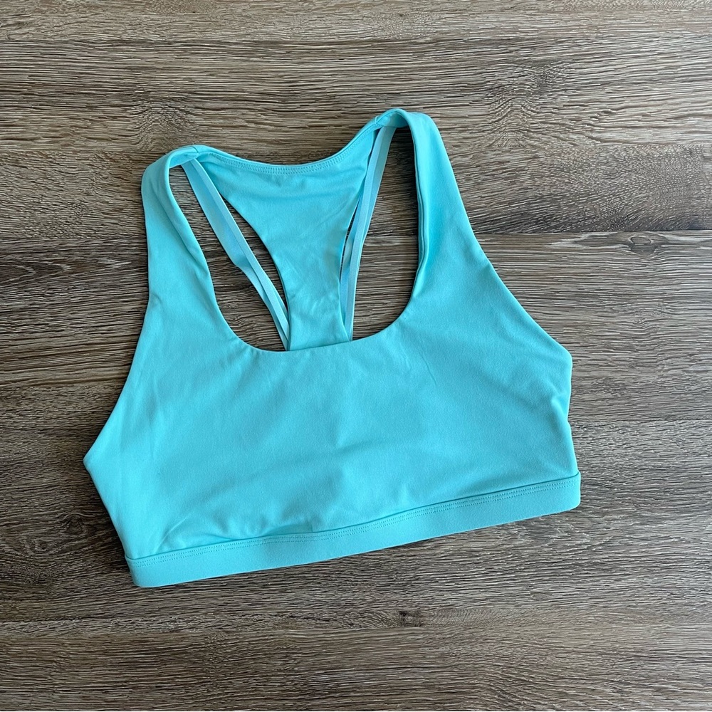 Fabletics Teal Strappy Back Boost Sports Bra, Women's Size Large